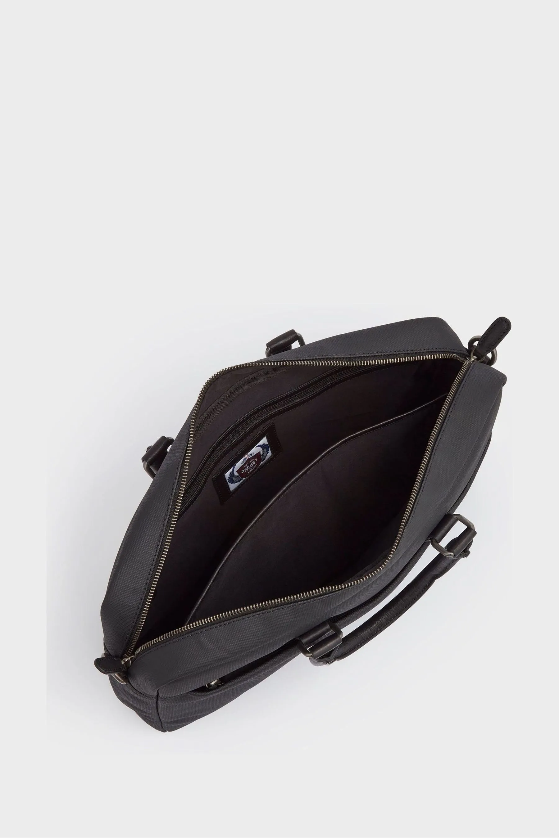 OSPREY LONDON Tela cerata e borsa per laptop Grantham in pelle di vitello smaltata