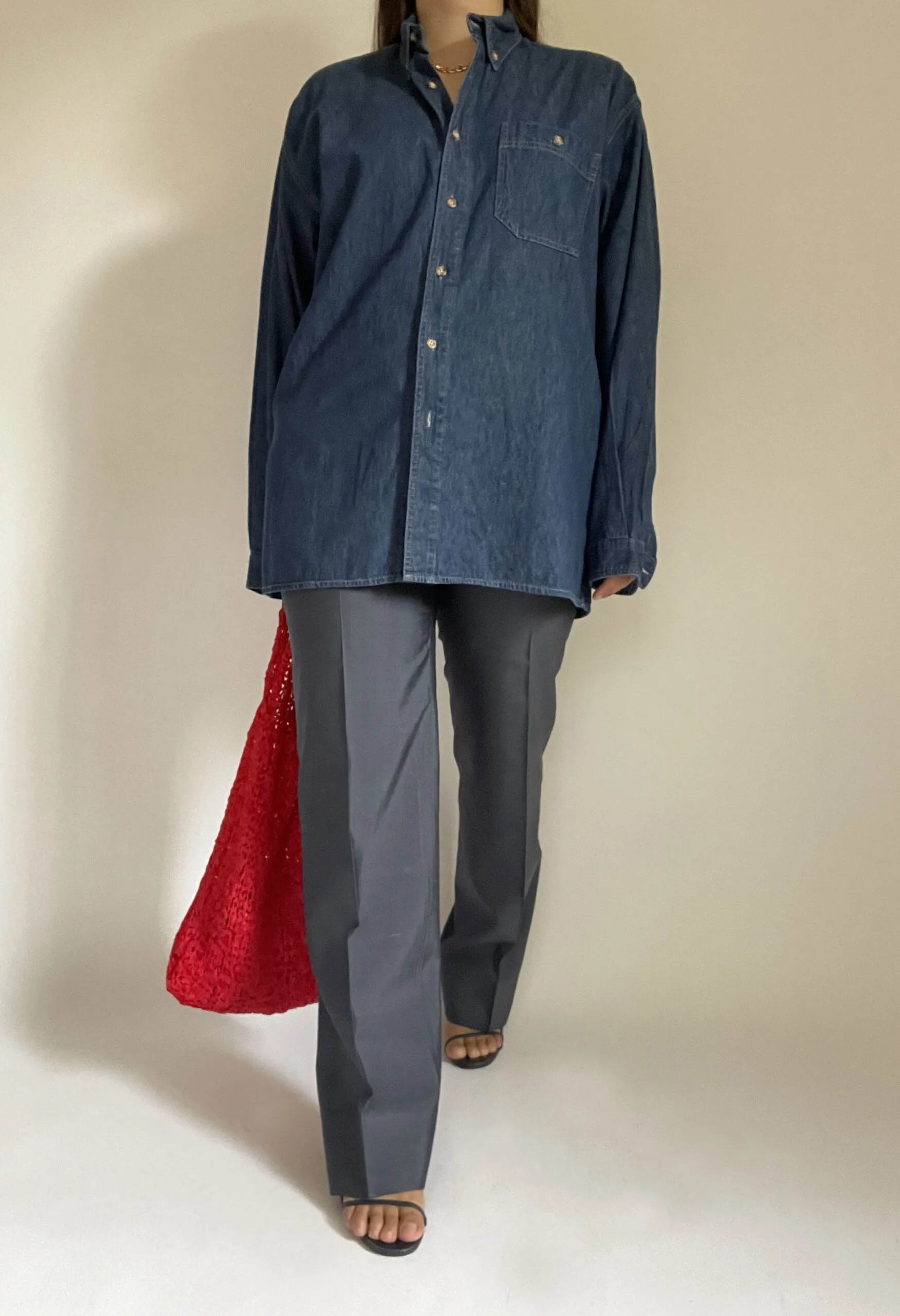 Pantalone maschile vintage sartoriale in shantung misto seta azzurro
