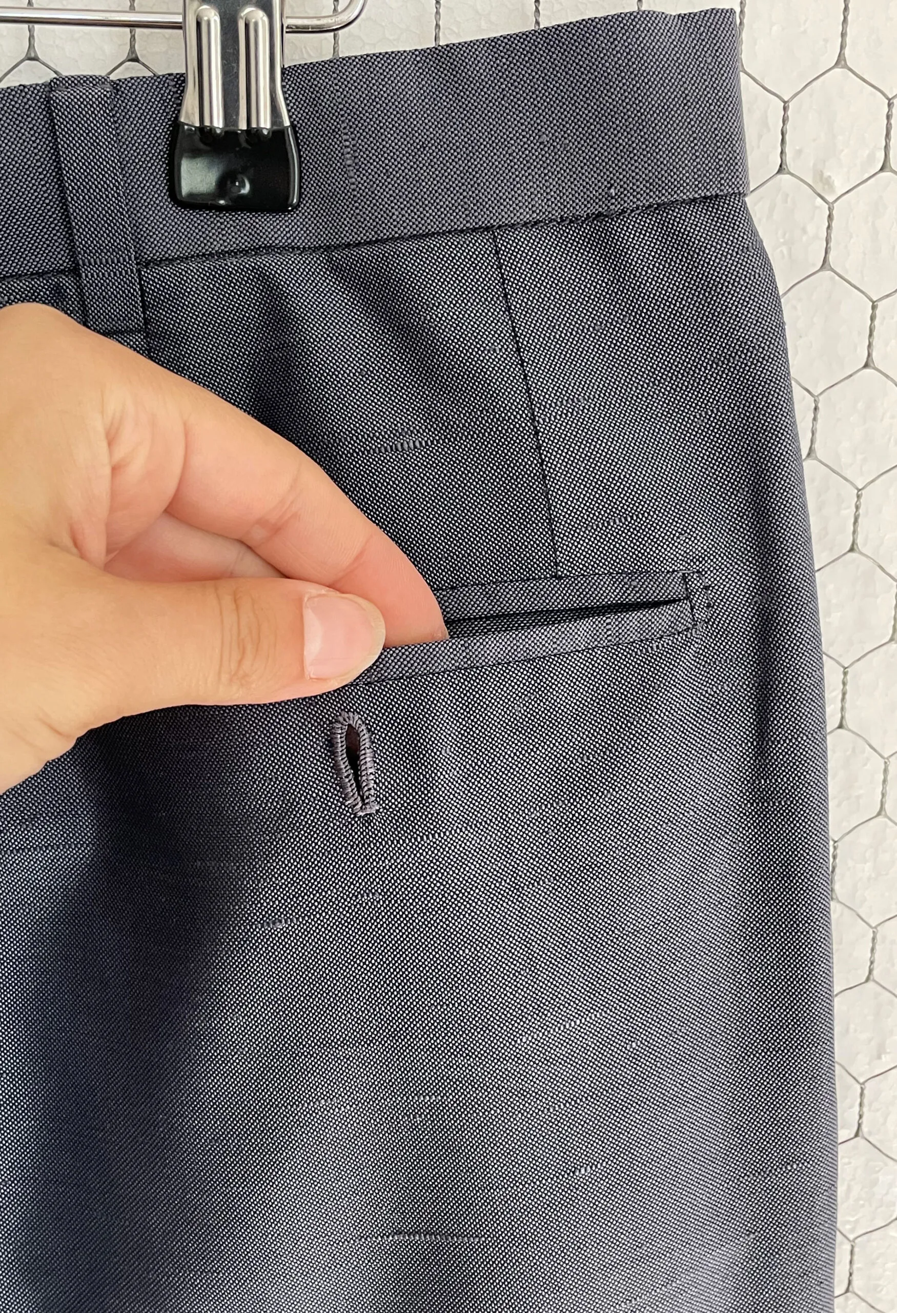 Pantalone maschile vintage sartoriale in shantung misto seta azzurro
