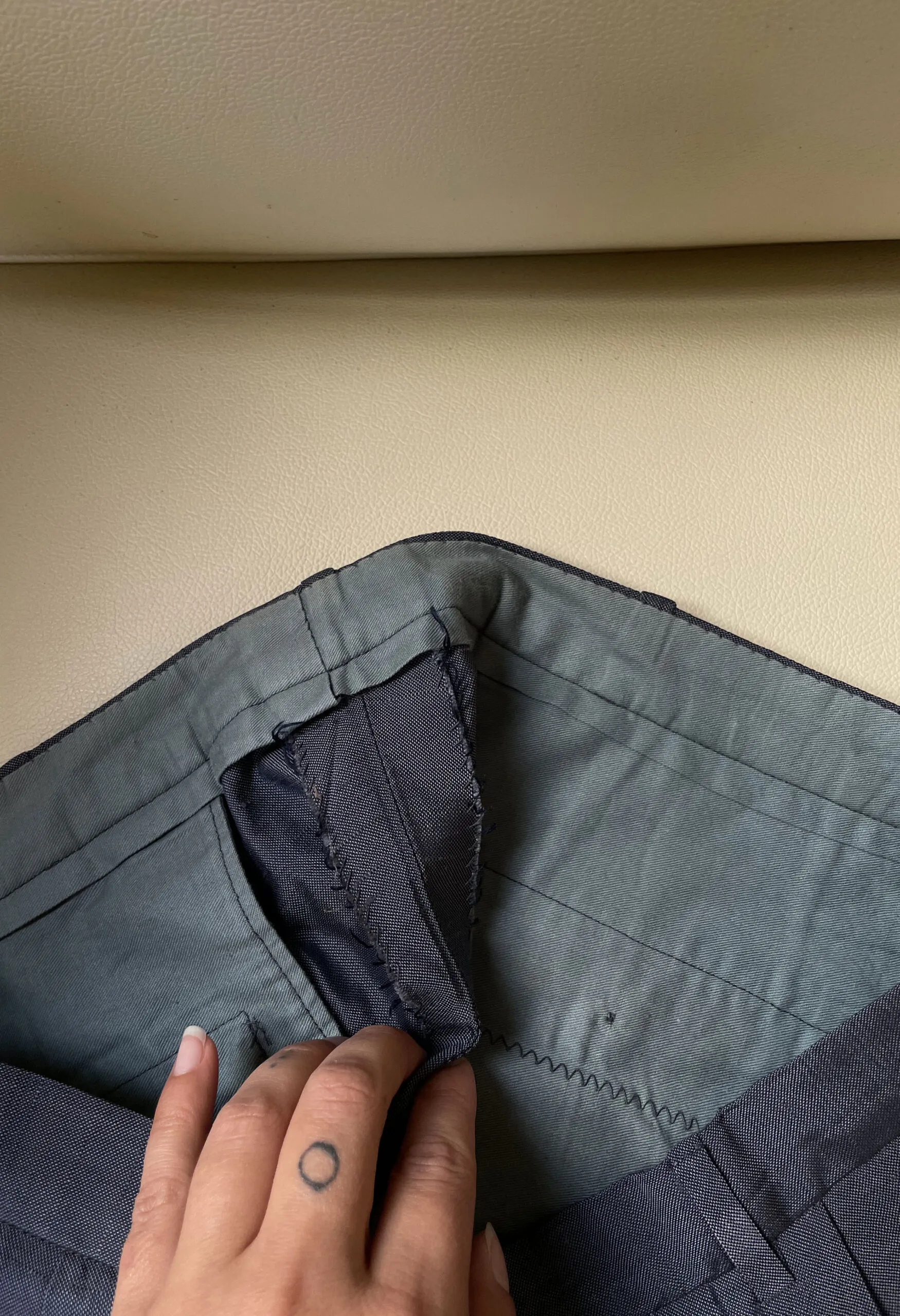 Pantalone maschile vintage sartoriale in shantung misto seta azzurro