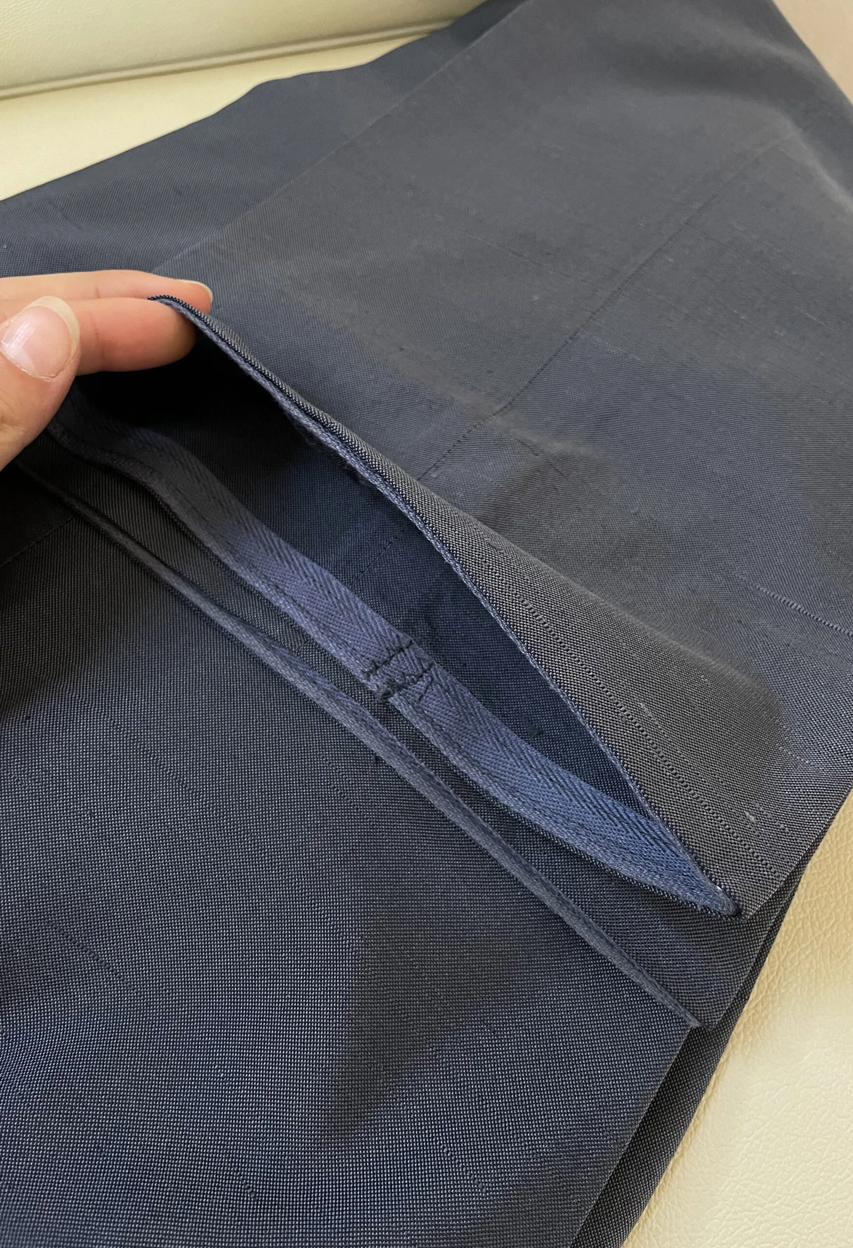 Pantalone maschile vintage sartoriale in shantung misto seta azzurro