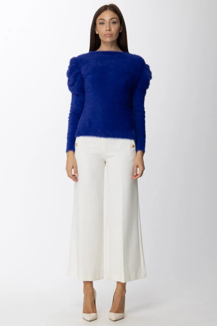 Pantaloni a palazzo con bottoni laterali WHITE
