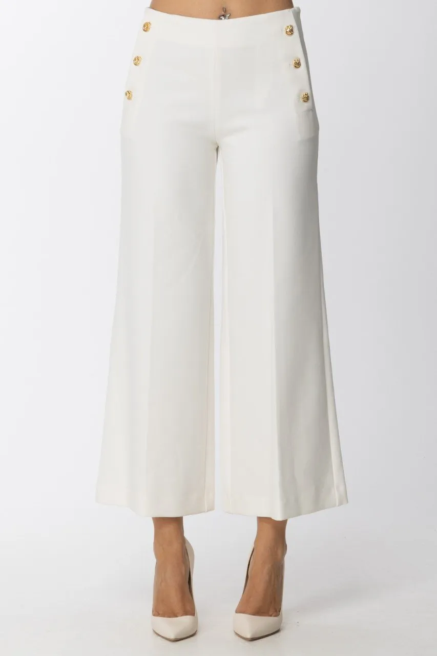 Pantaloni a palazzo con bottoni laterali WHITE