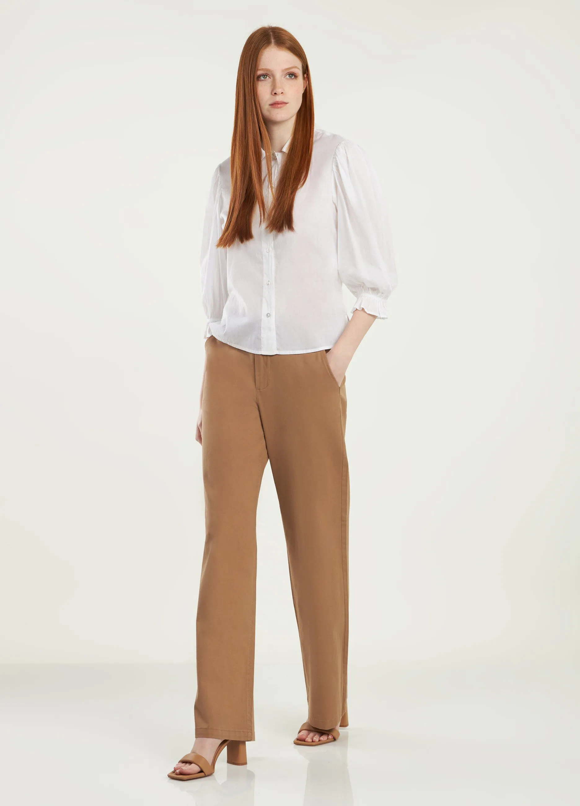 Pantaloni a palazzo in cotone elasticizzato donna