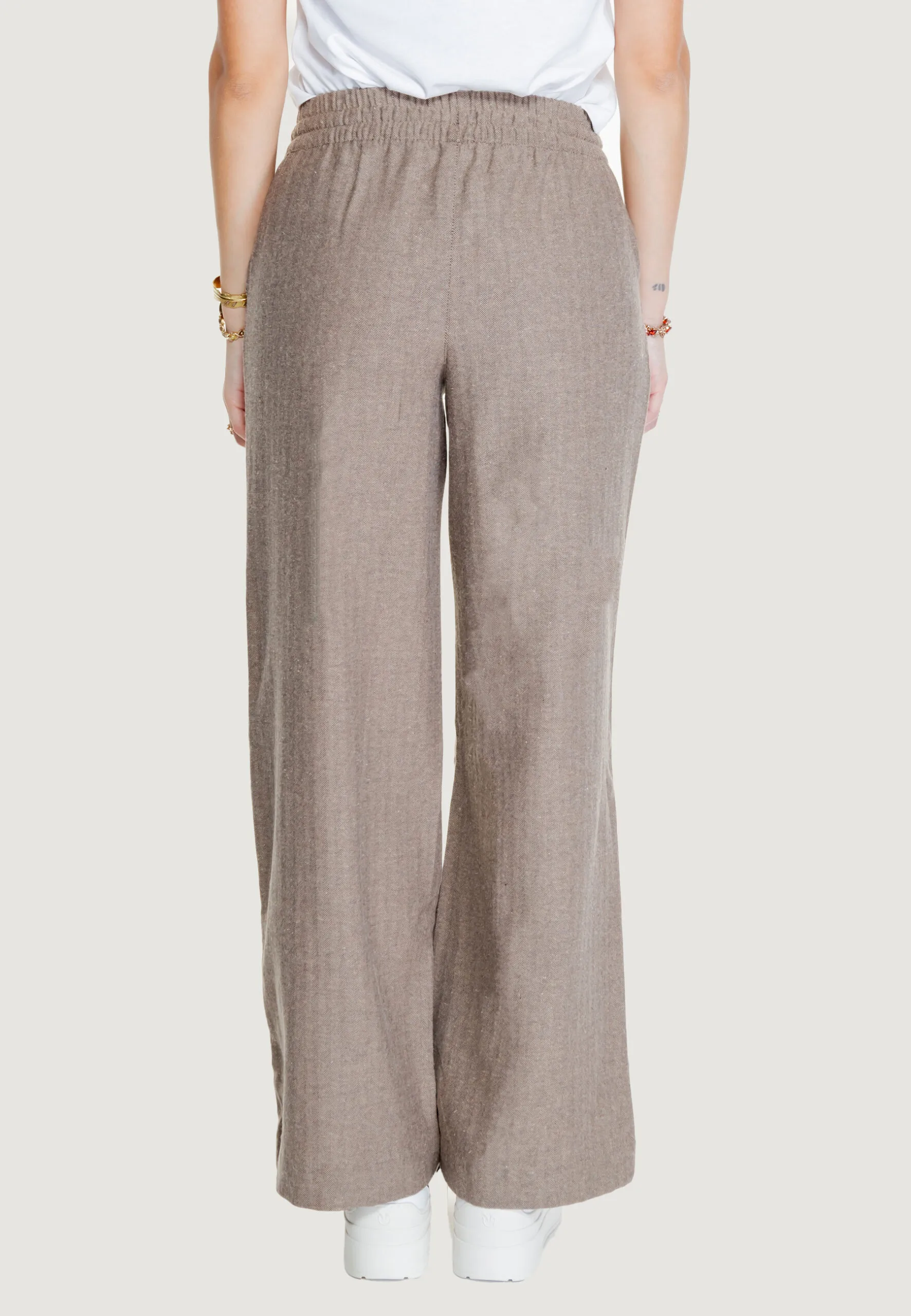 Pantaloni a palazzo Jacqueline De Yong JDYPAULA LIFE HW WIDE PANT WVN Cioccolato