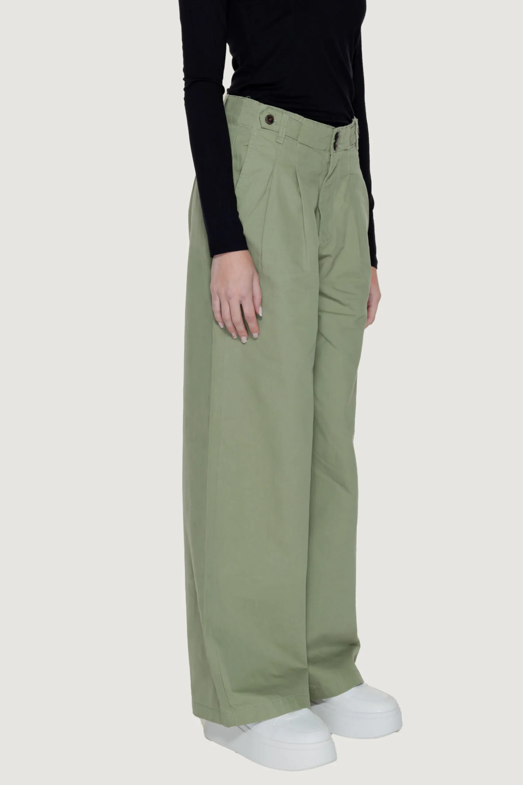 Pantaloni a palazzo Only Onlettie Hw Pleat Wide Cc Verde Oliva