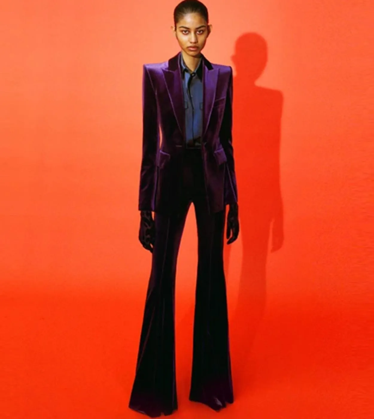 Pantaloni blazer in velluto Set da donna Viola Marrone Autunno Inverno Nuova giacca con un bottone  Pantaloni svasati Due pezzi