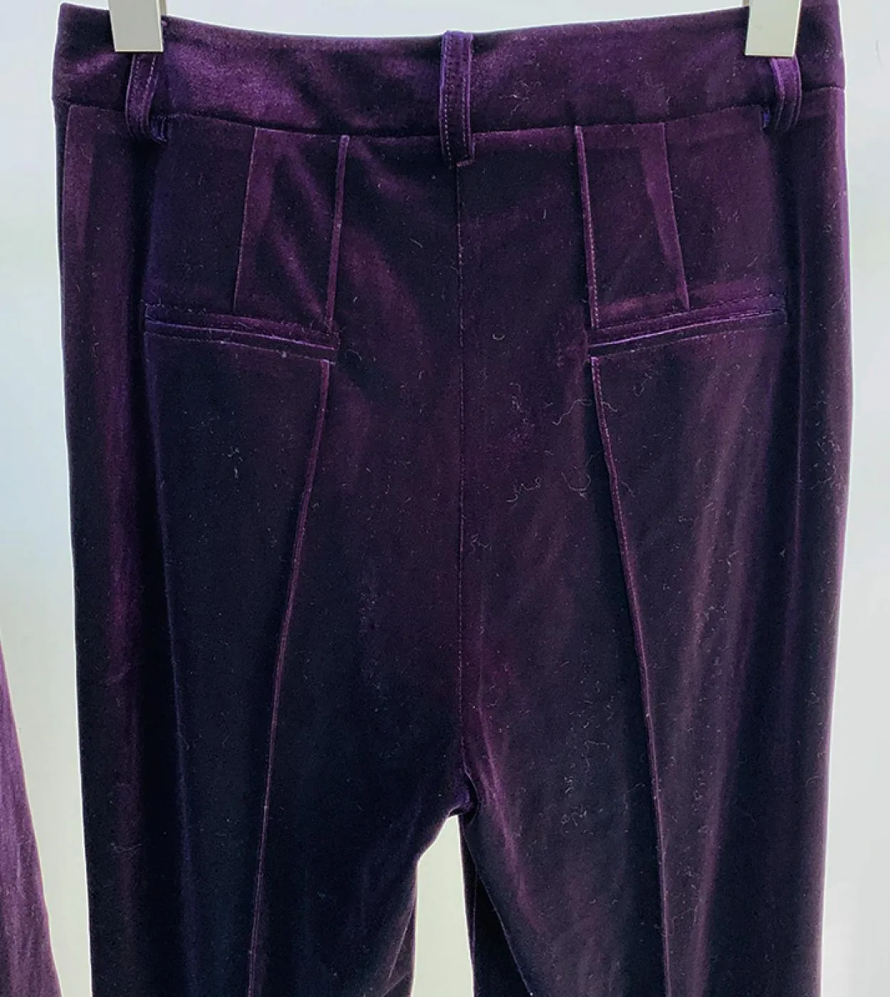 Pantaloni blazer in velluto Set da donna Viola Marrone Autunno Inverno Nuova giacca con un bottone  Pantaloni svasati Due pezzi