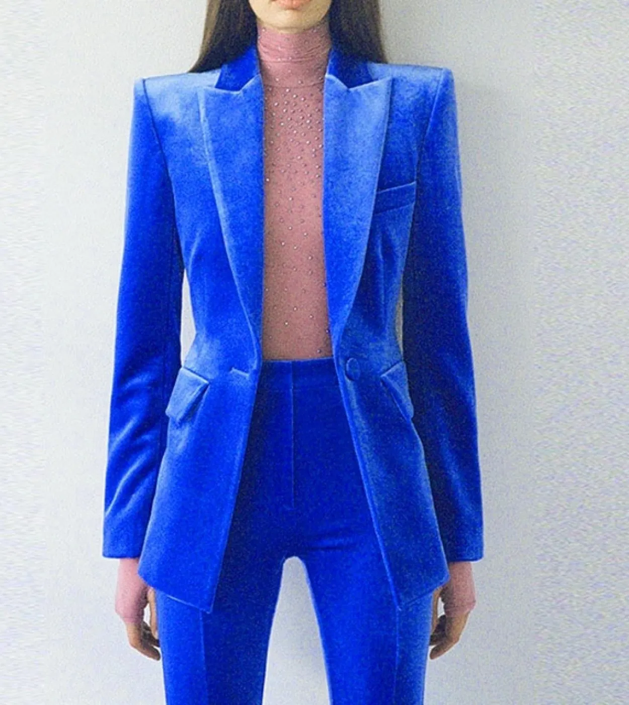 Pantaloni blazer in velluto Set da donna Viola Marrone Autunno Inverno Nuova giacca con un bottone  Pantaloni svasati Due pezzi