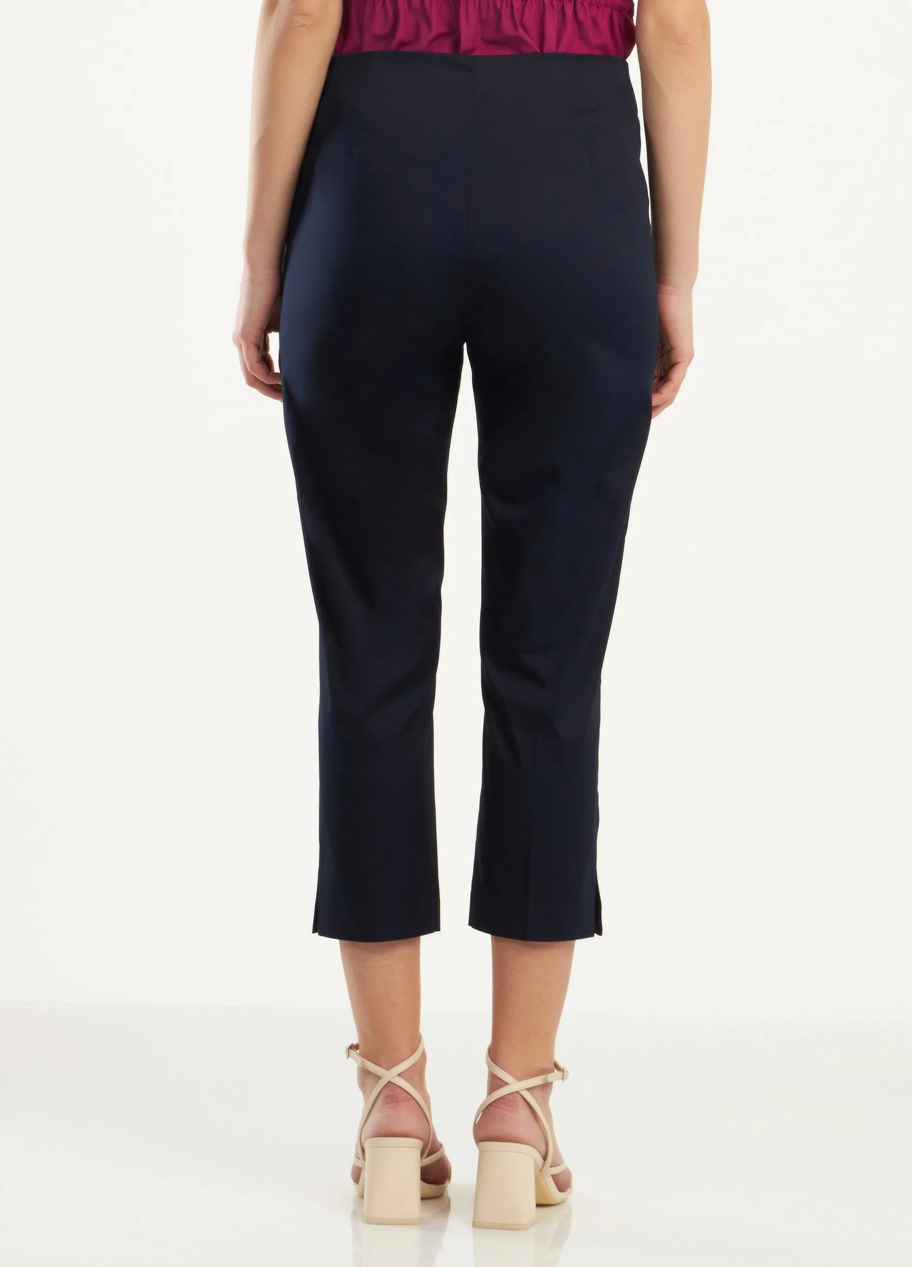 Pantaloni capri in cotone elasticizzato donna