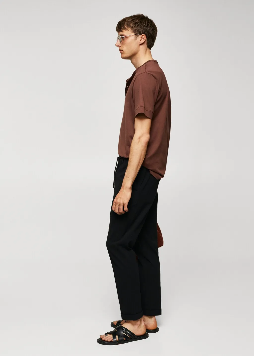 Pantaloni cotone seersucker laccio