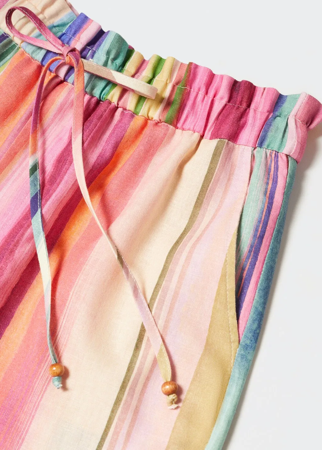 Pantaloni lino righe multicolore