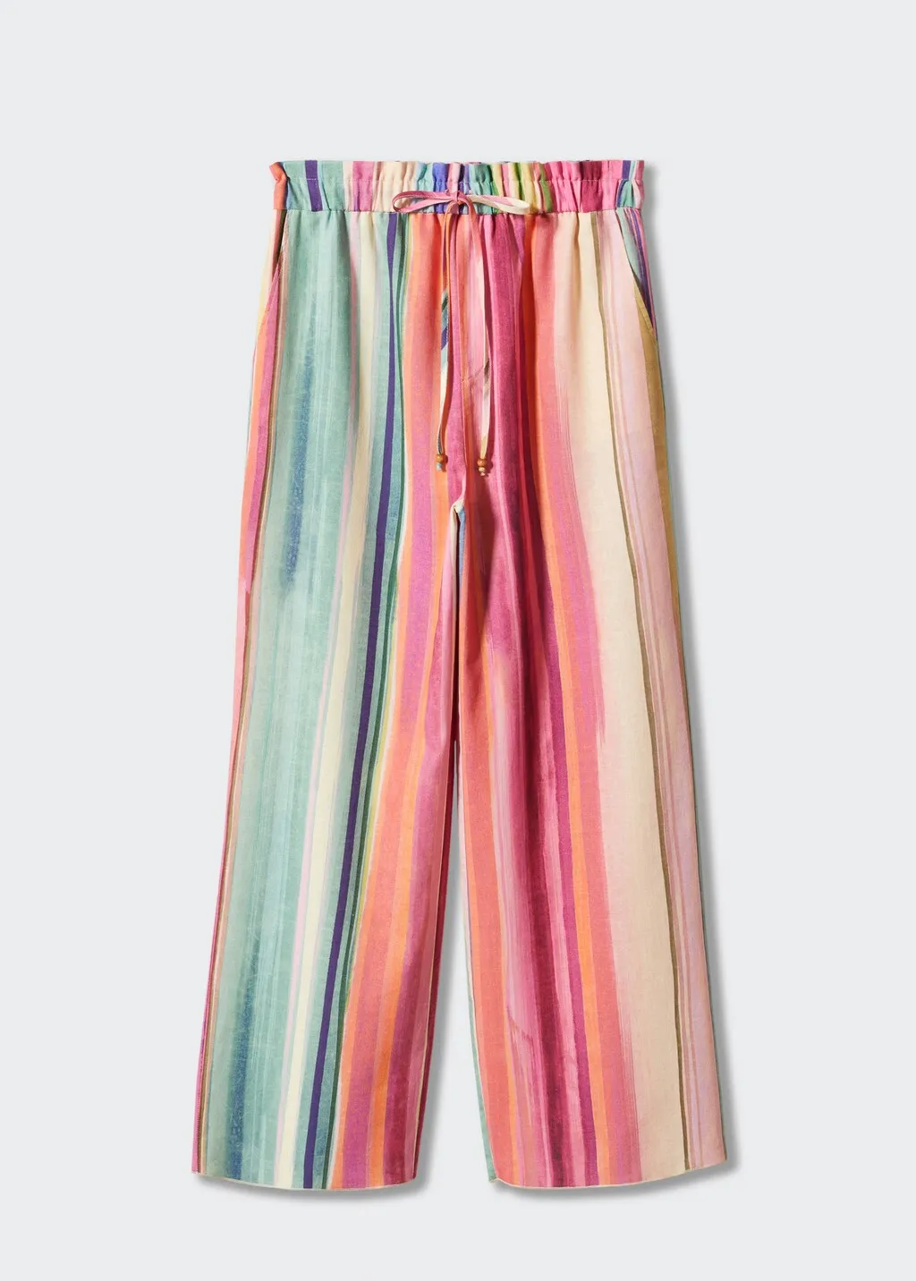 Pantaloni lino righe multicolore
