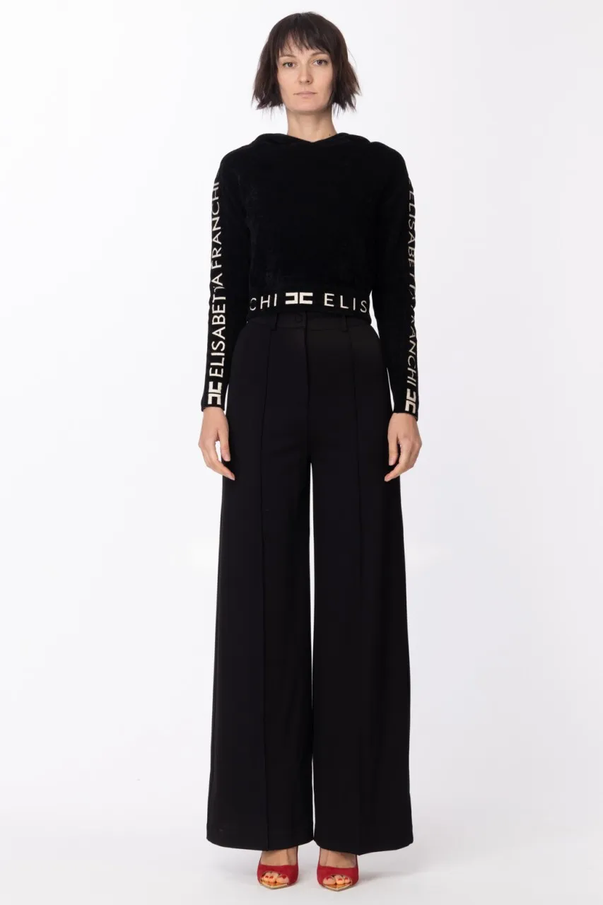 Pantaloni palazzo a vita alta Nero