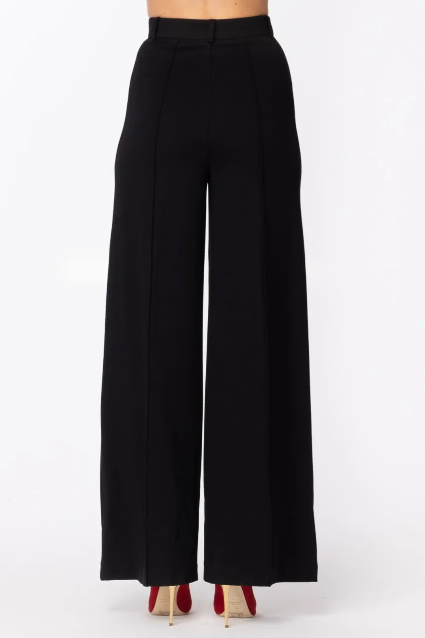 Pantaloni palazzo a vita alta Nero
