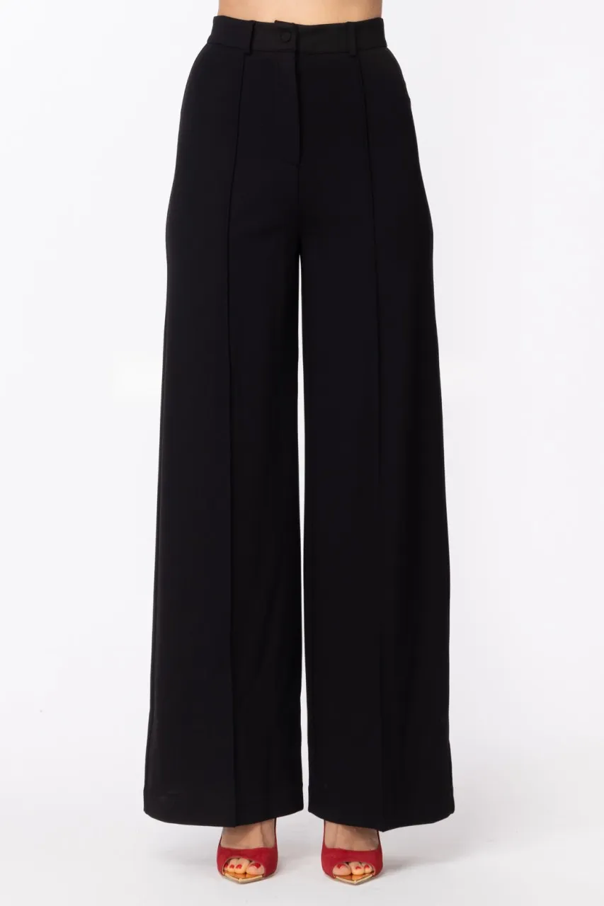 Pantaloni palazzo a vita alta Nero
