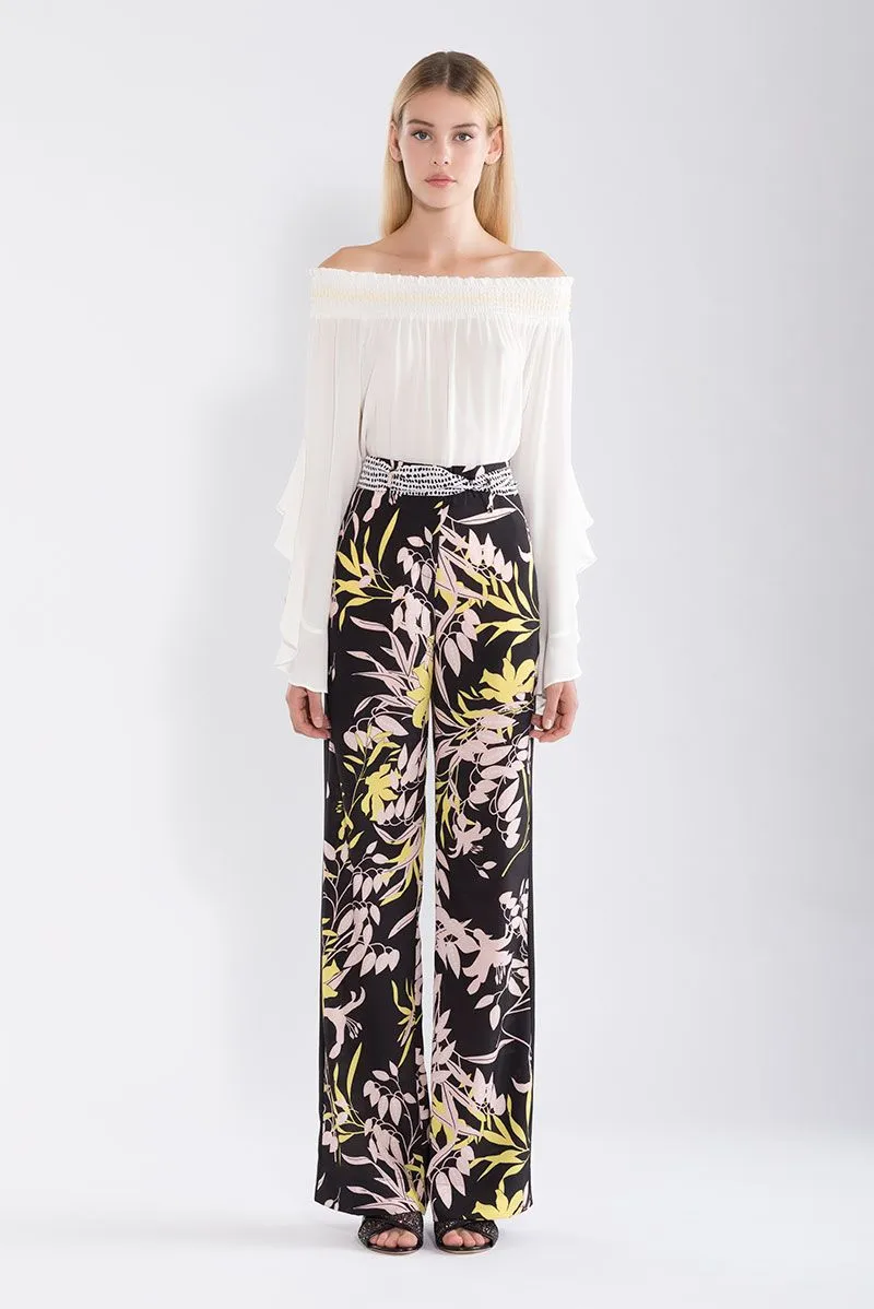 Pantaloni palazzo cdc stampa optic leaf