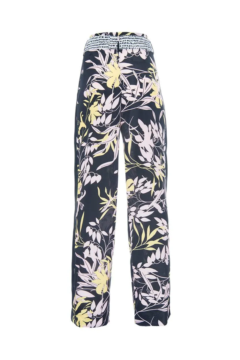 Pantaloni palazzo cdc stampa optic leaf