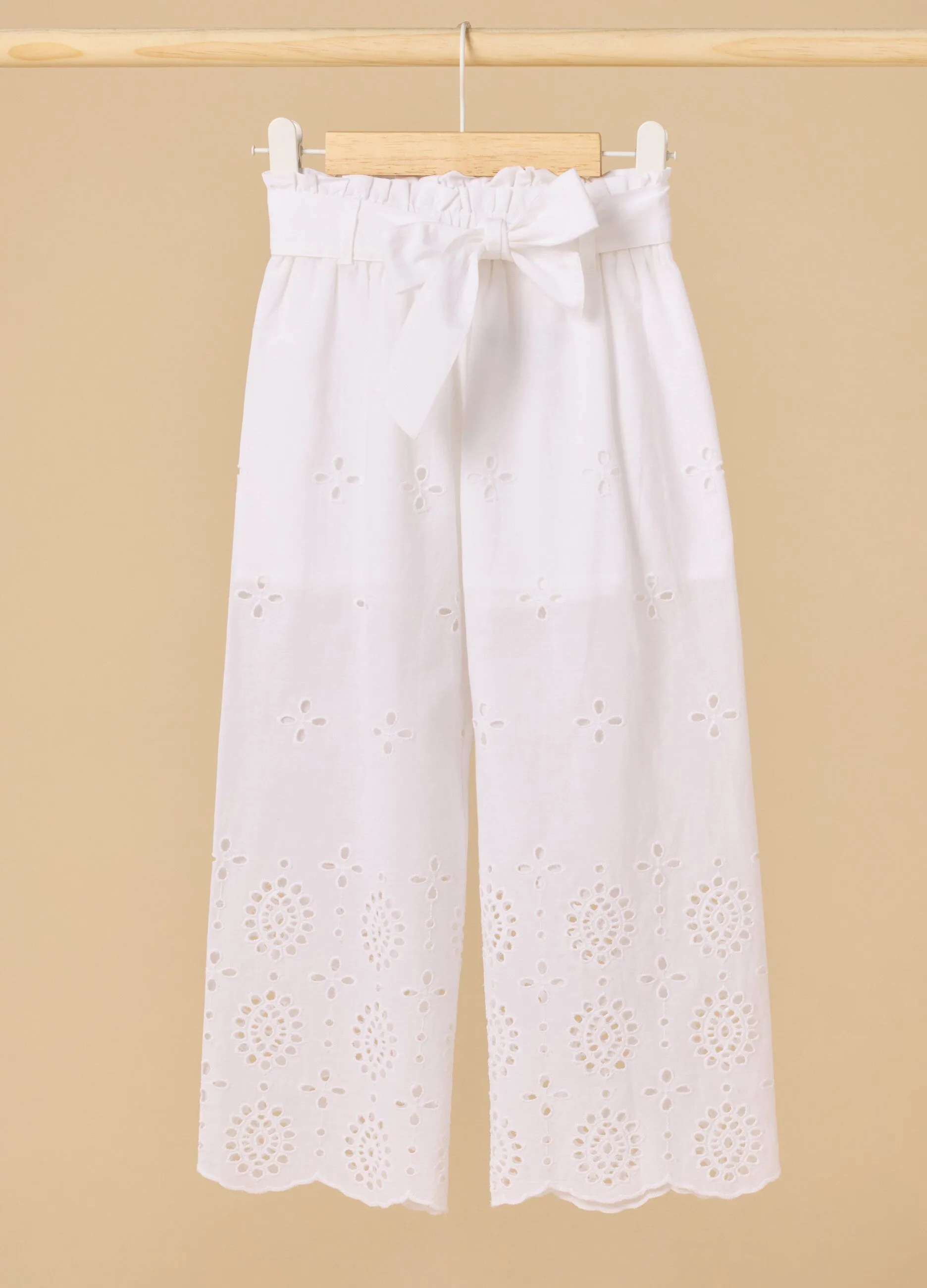 Pantaloni palazzo IANA in puro cotone sangallo bambina