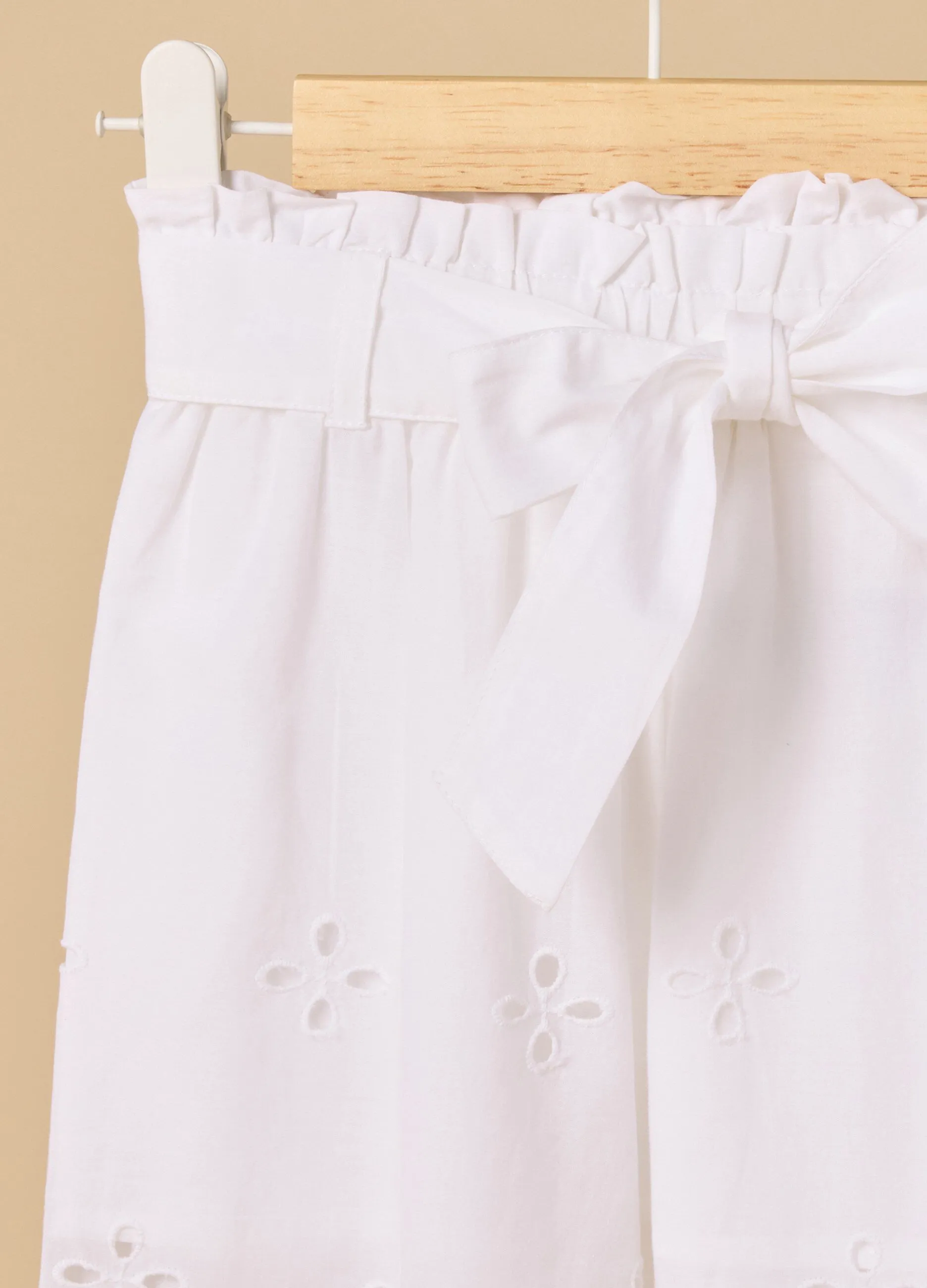 Pantaloni palazzo IANA in puro cotone sangallo bambina