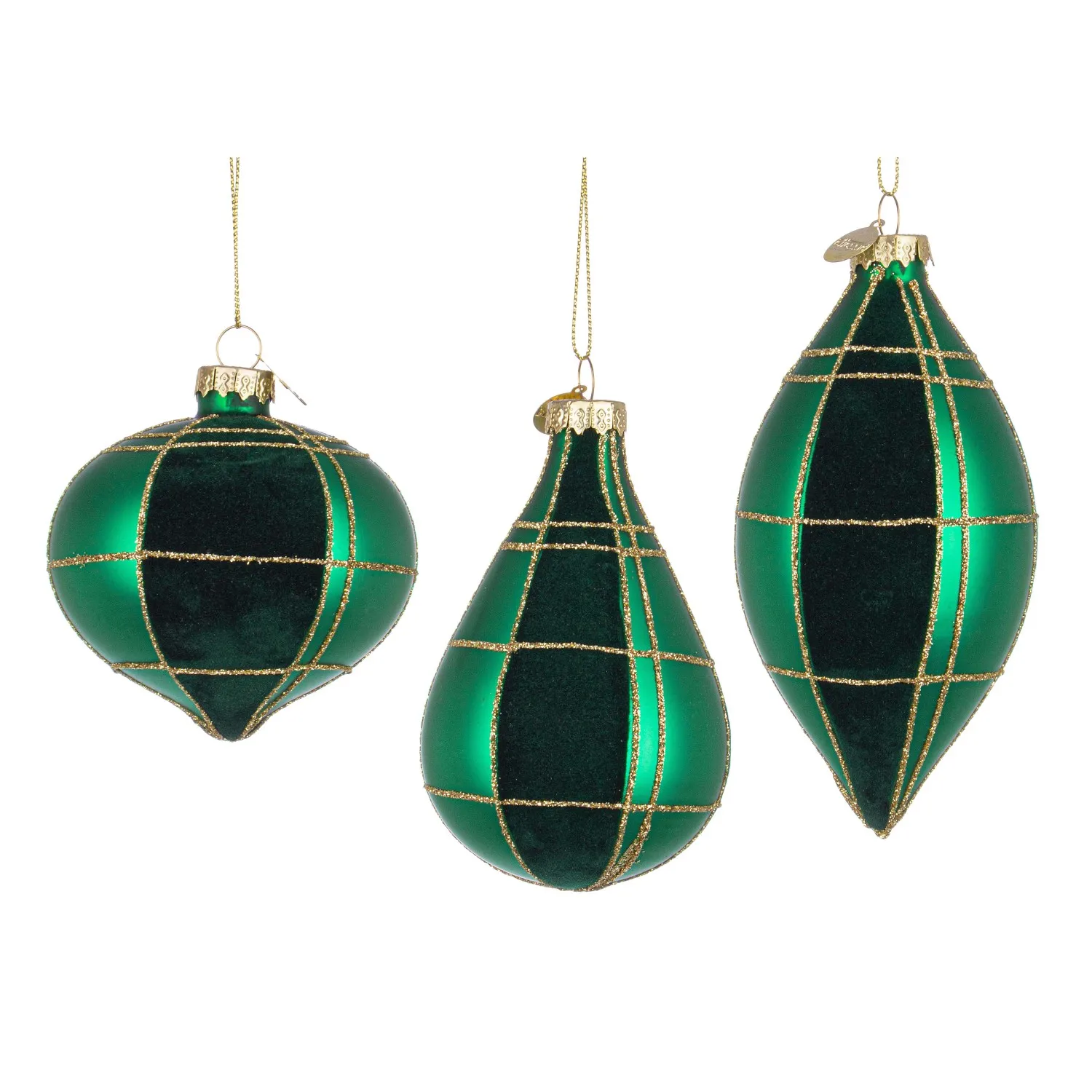 Pendaglio di Natale in vetro verde forme assortite