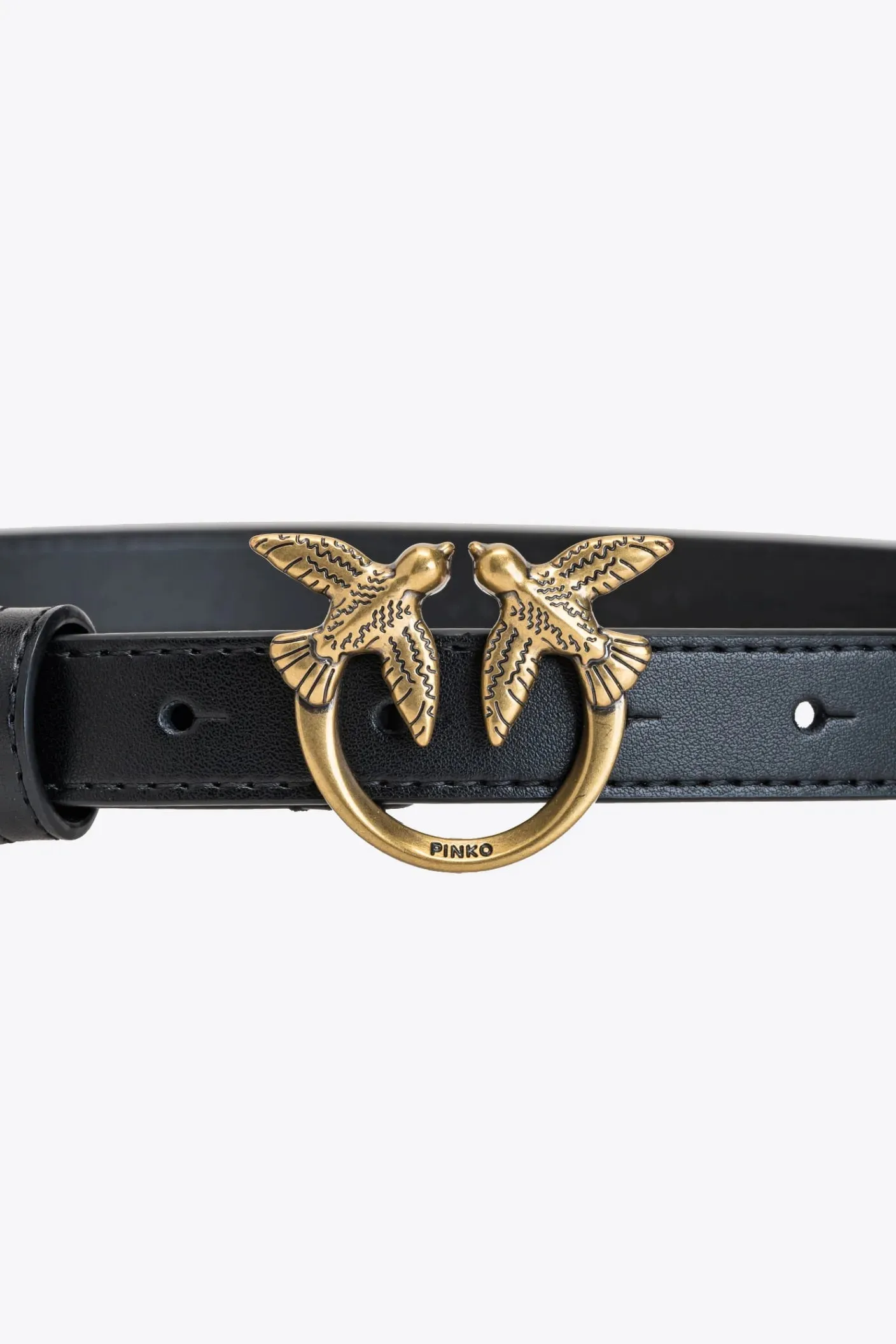 PINKO - CINTURA 2 SOTTILE LOVE BIRDS IN PELLE