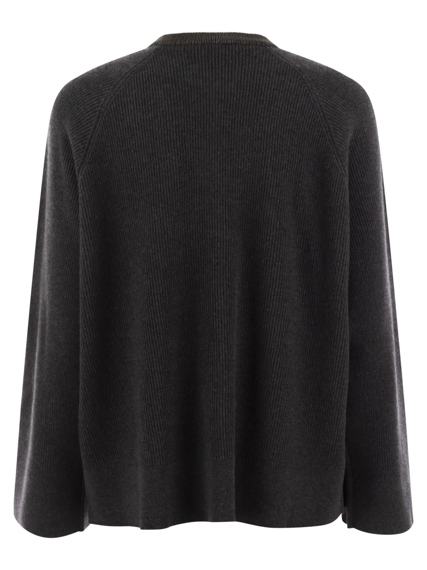 Ribbed cashmere sweater with necklace
