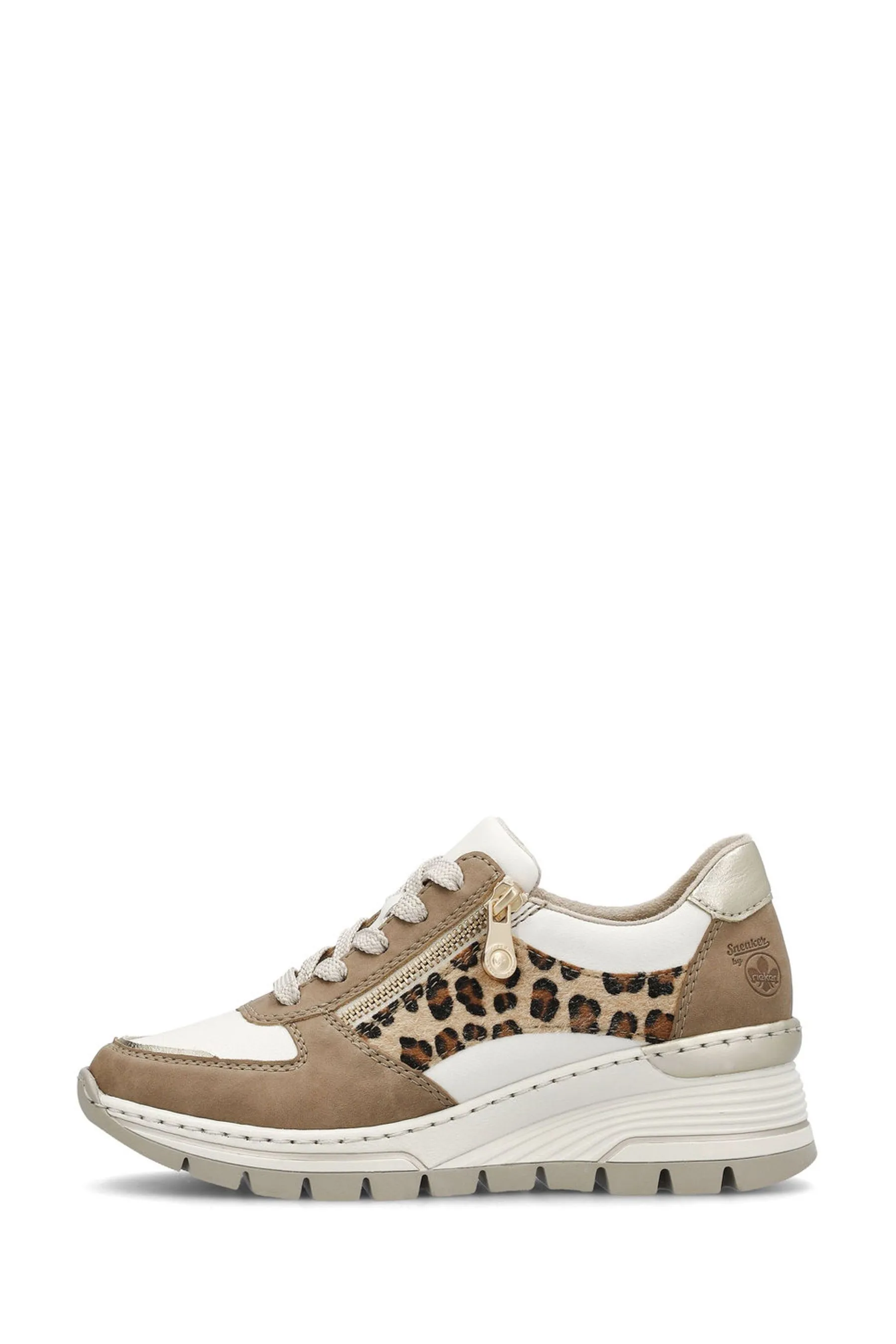 Rieker Donna Vestibilità ampia Cream - Scarpe da ginnastica con zip