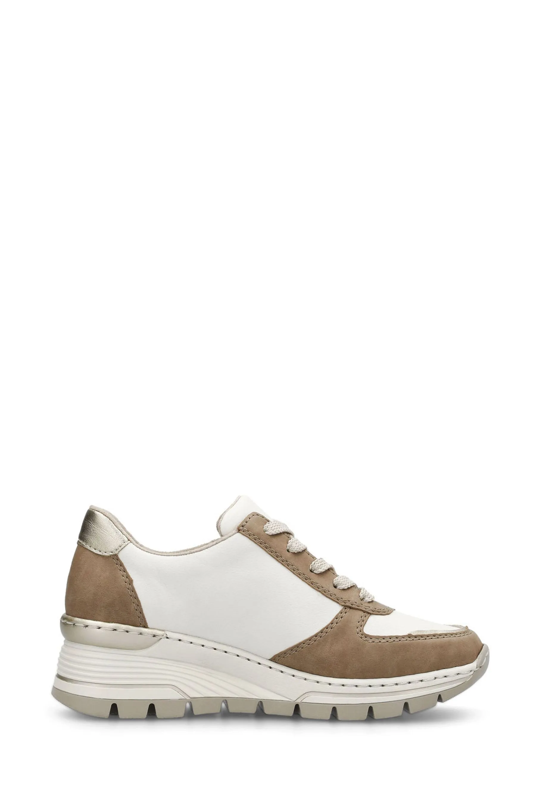 Rieker Donna Vestibilità ampia Cream - Scarpe da ginnastica con zip