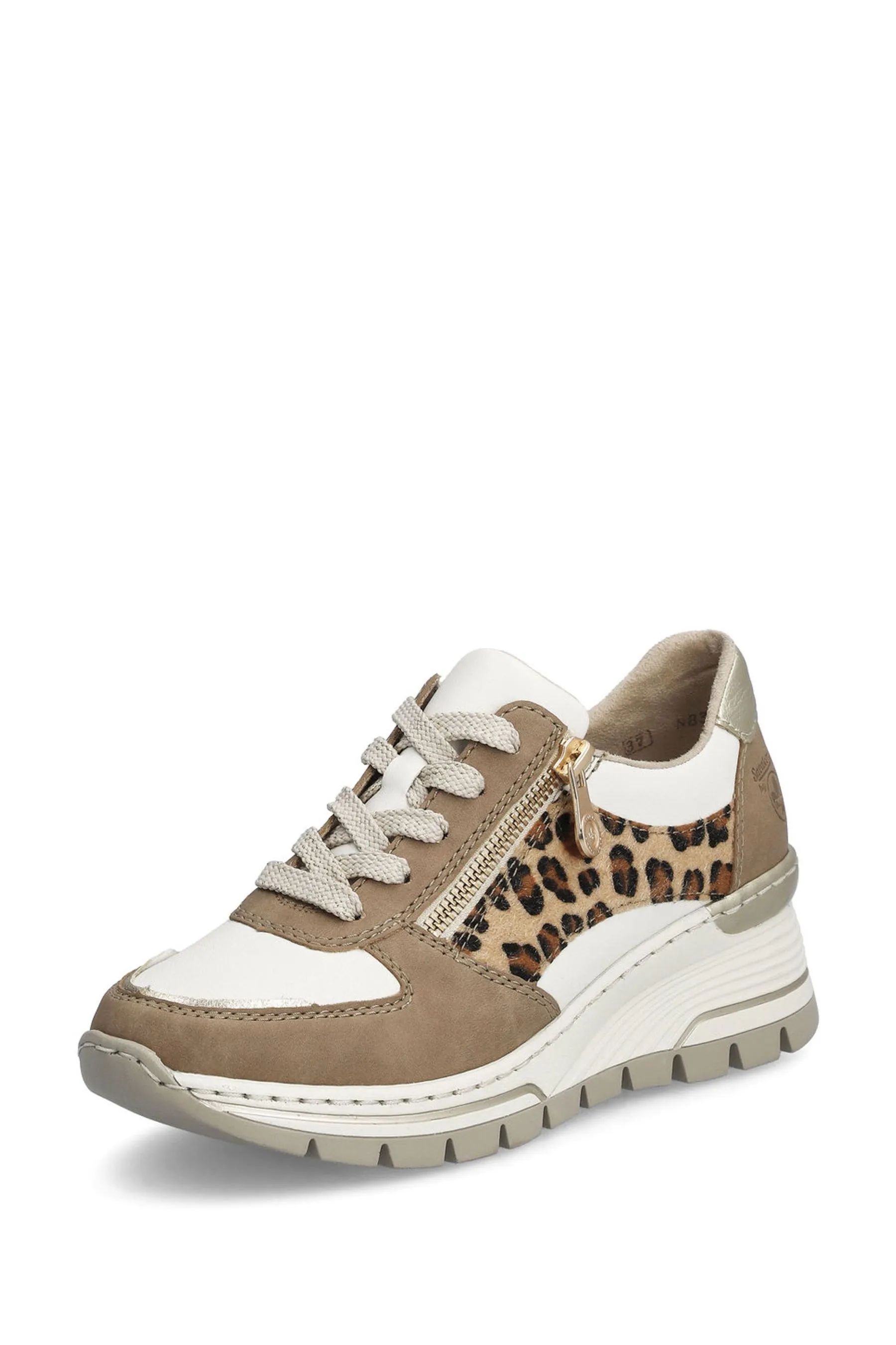 Rieker Donna Vestibilità ampia Cream - Scarpe da ginnastica con zip
