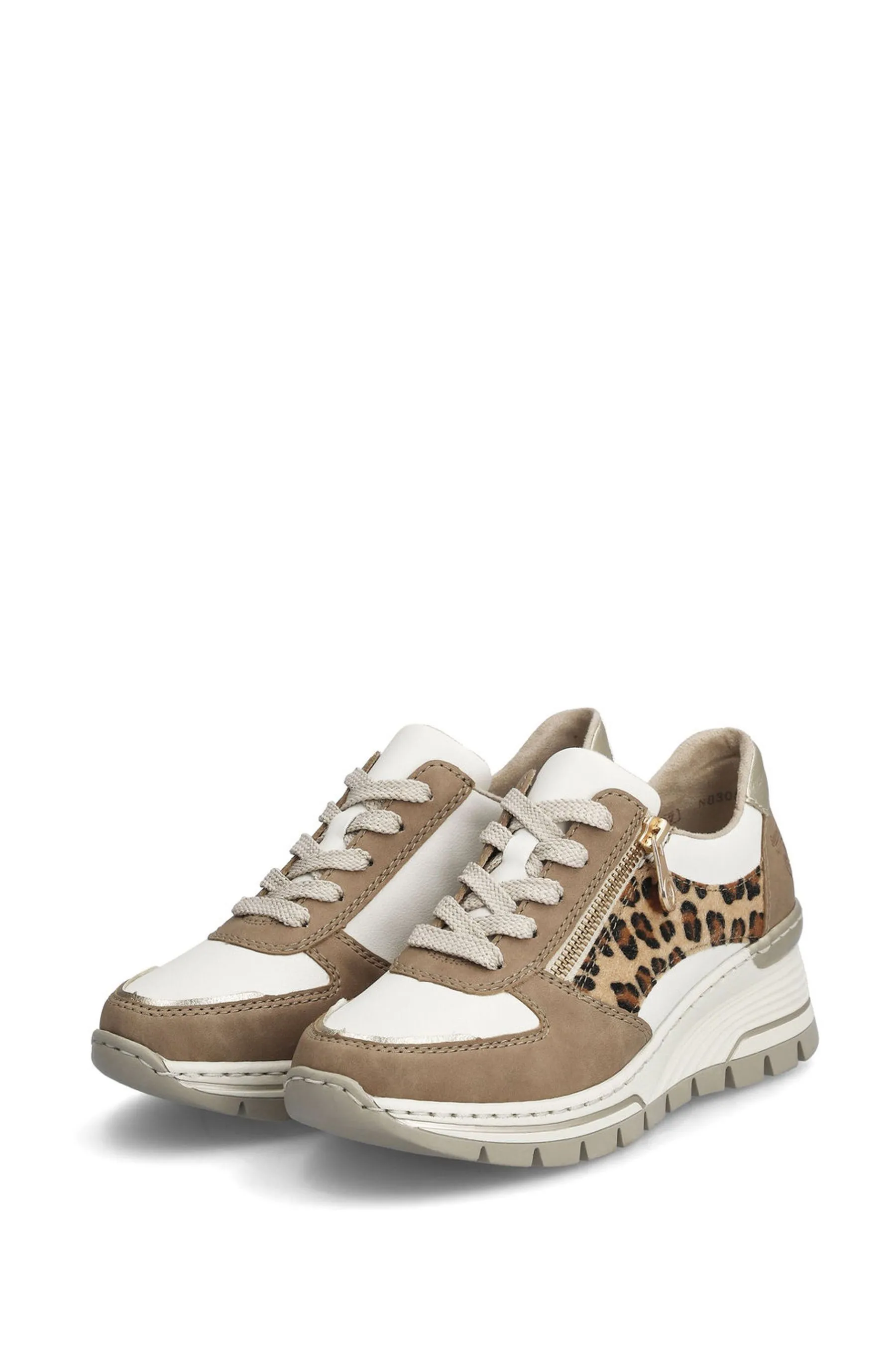 Rieker Donna Vestibilità ampia Cream - Scarpe da ginnastica con zip
