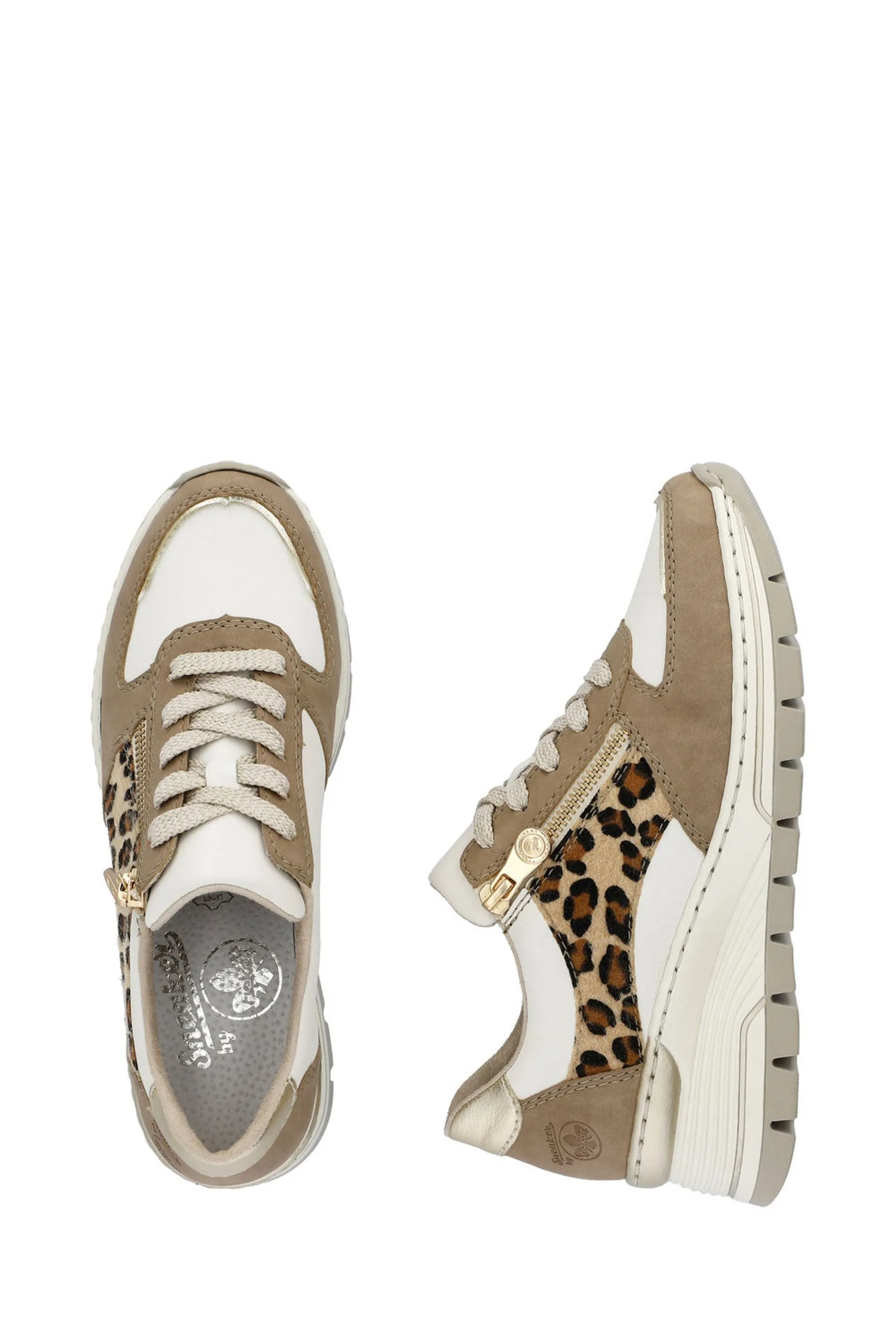 Rieker Donna Vestibilità ampia Cream - Scarpe da ginnastica con zip