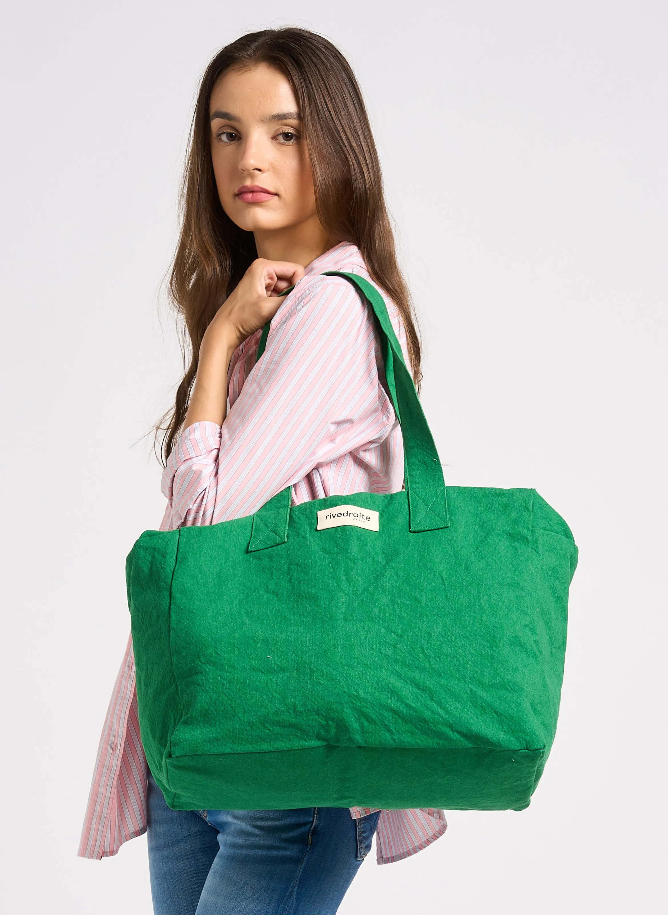 RIVE DROITE PARIS   CELESTIN - Borsa shopper stampata in cotone riciclato misto | Verde