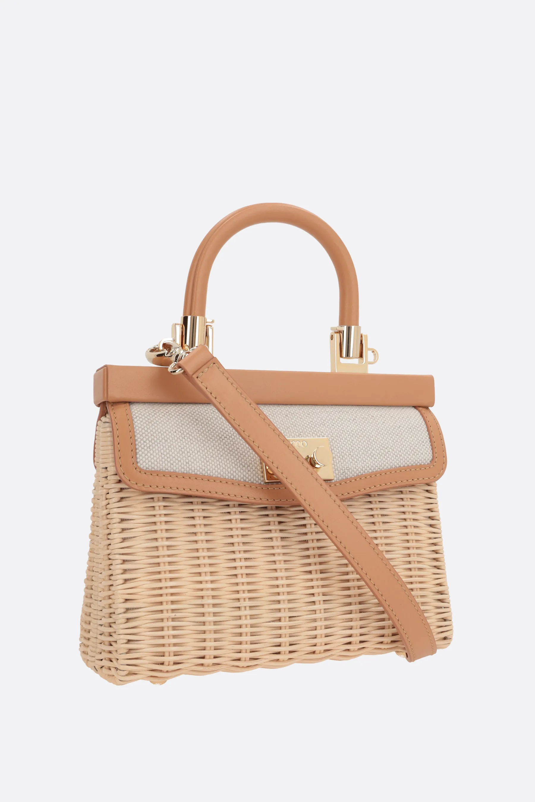  RODO borsa a mano Paris small in midollino e canvas 