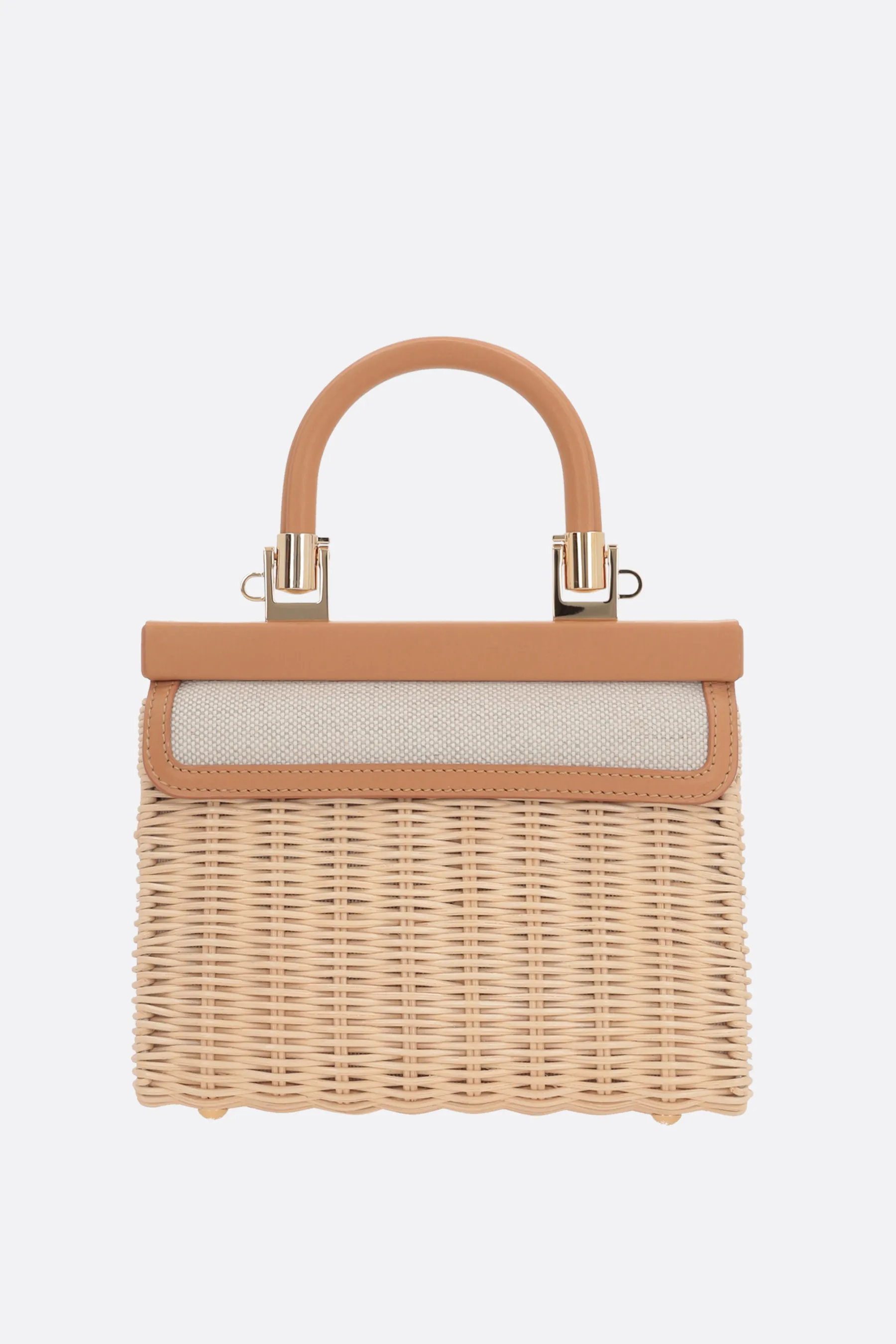  RODO borsa a mano Paris small in midollino e canvas 