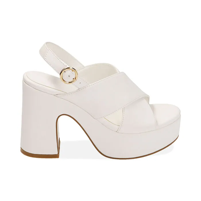 Sandali platform bianco, tacco 10,5 cm