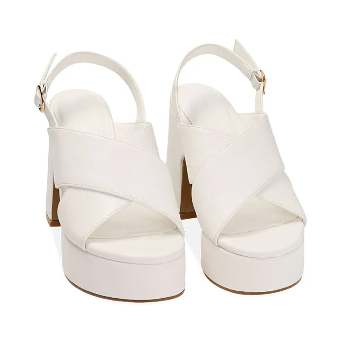Sandali platform bianco, tacco 10,5 cm