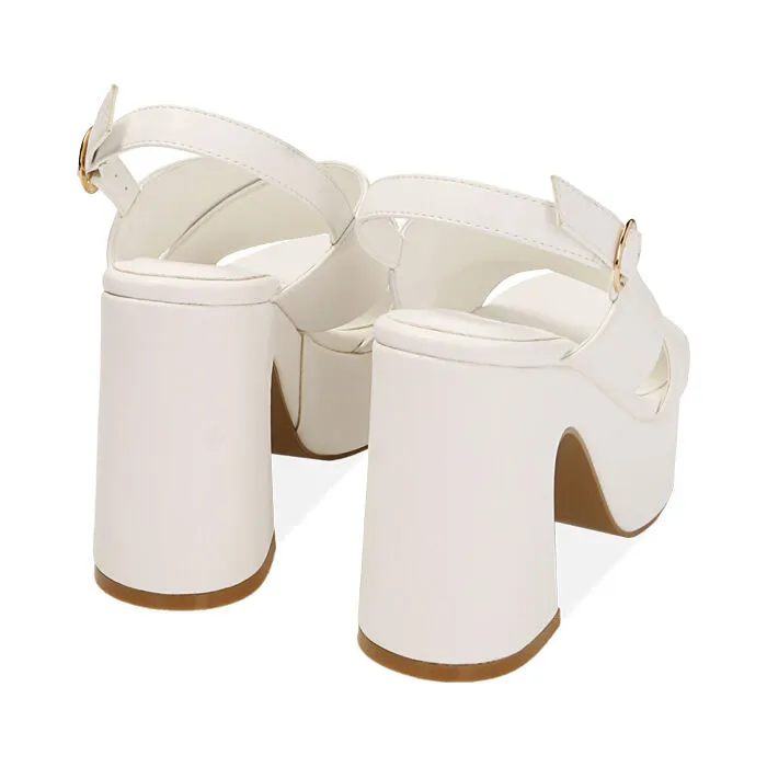 Sandali platform bianco, tacco 10,5 cm