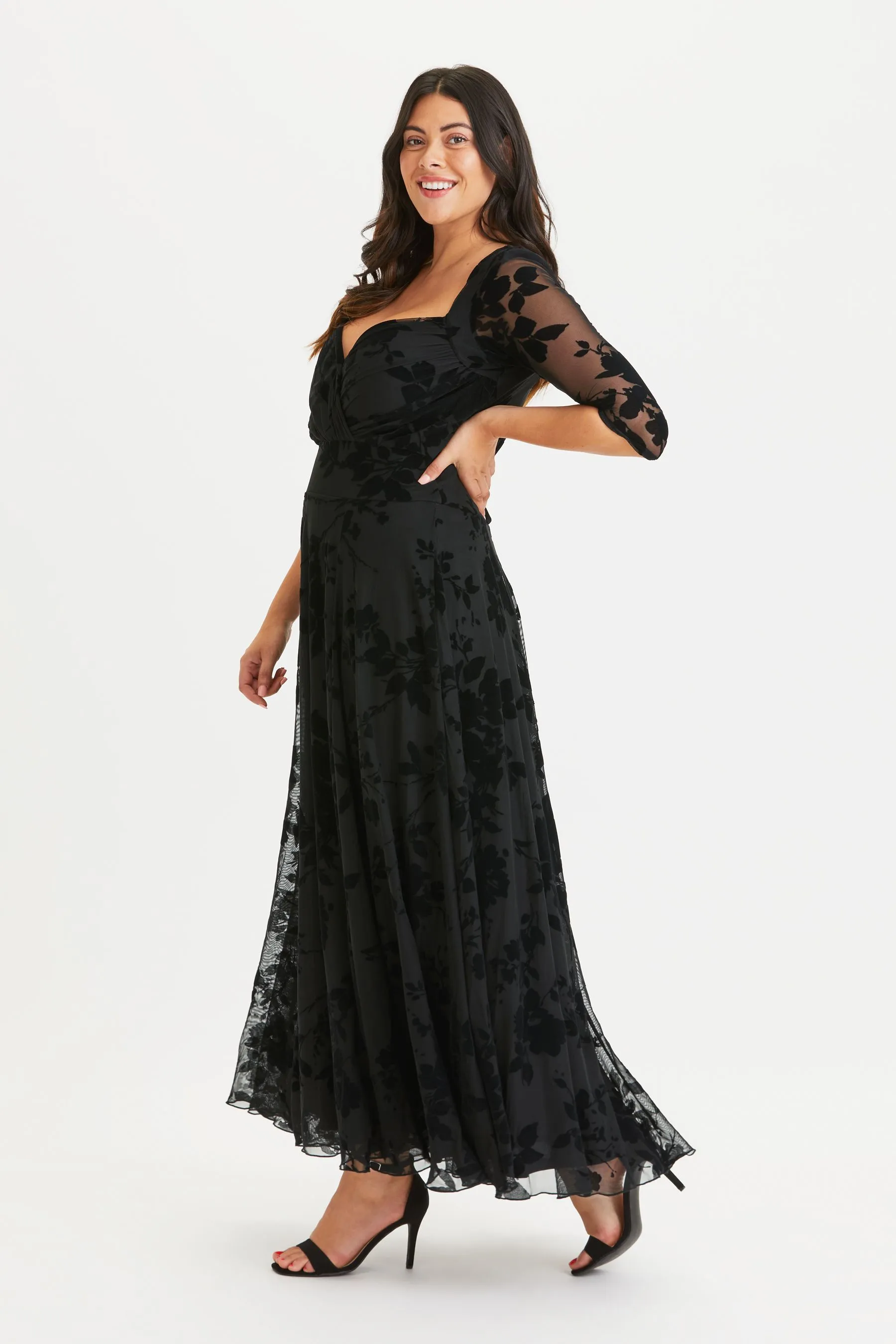 Scarlett & Jo - Elizabeth - Abito maxi in velluto floccato