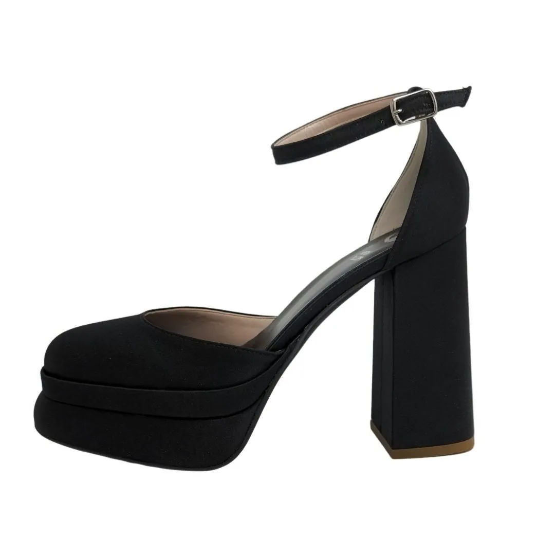  Scarpe doppio plateau forma quadrata tacco 12