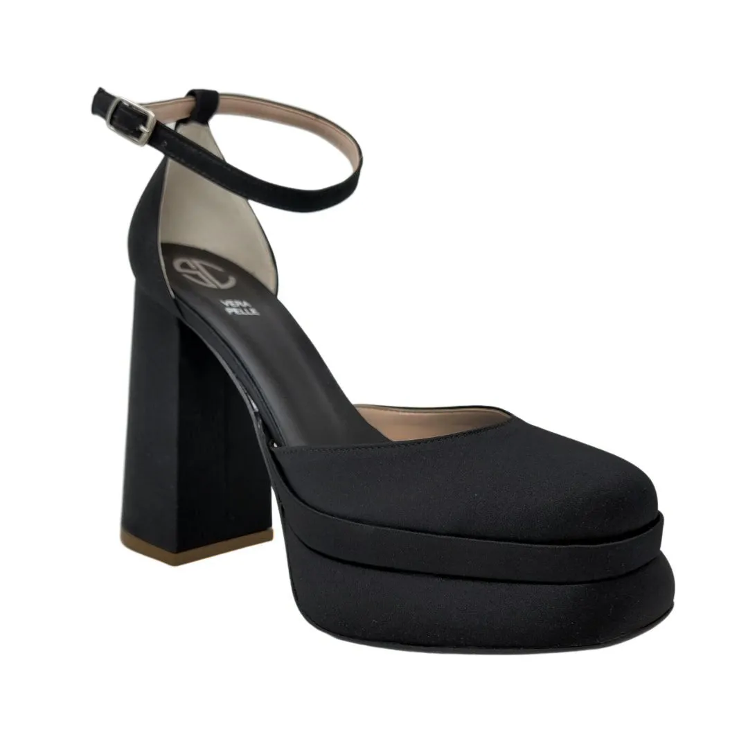  Scarpe doppio plateau forma quadrata tacco 12