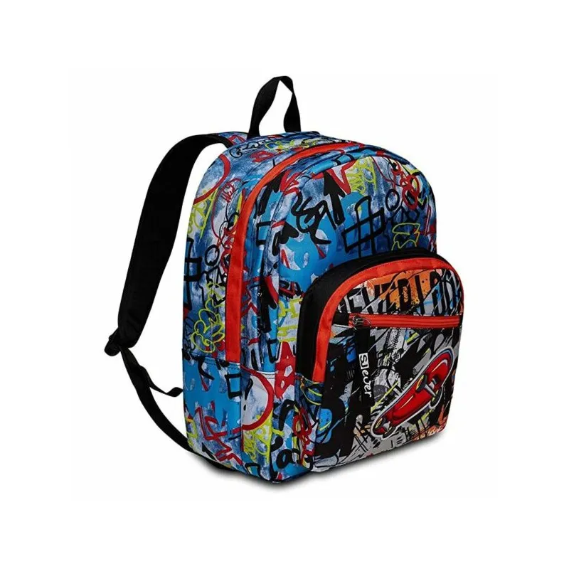 SCHOOL PACK SJ GANG EVER DRIFT BOY ZAINO SCUOLA ORGANIZZATO 30X42X20CM 30LT+ASTUCCIO 3ZIP A LIBRO 44PZ SEVEN ITALY