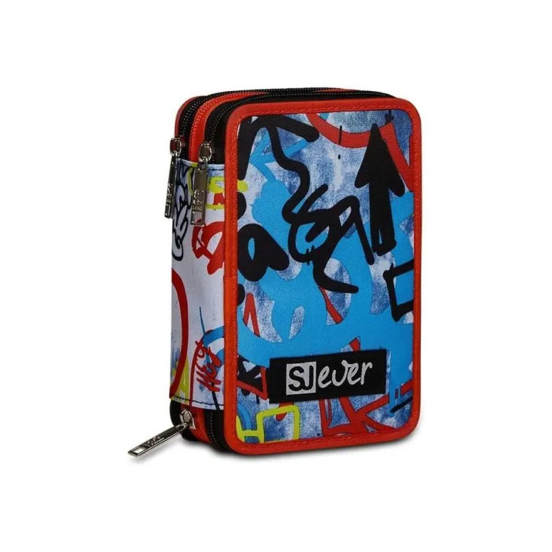 SCHOOL PACK SJ GANG EVER DRIFT BOY ZAINO SCUOLA ORGANIZZATO 30X42X20CM 30LT+ASTUCCIO 3ZIP A LIBRO 44PZ SEVEN ITALY