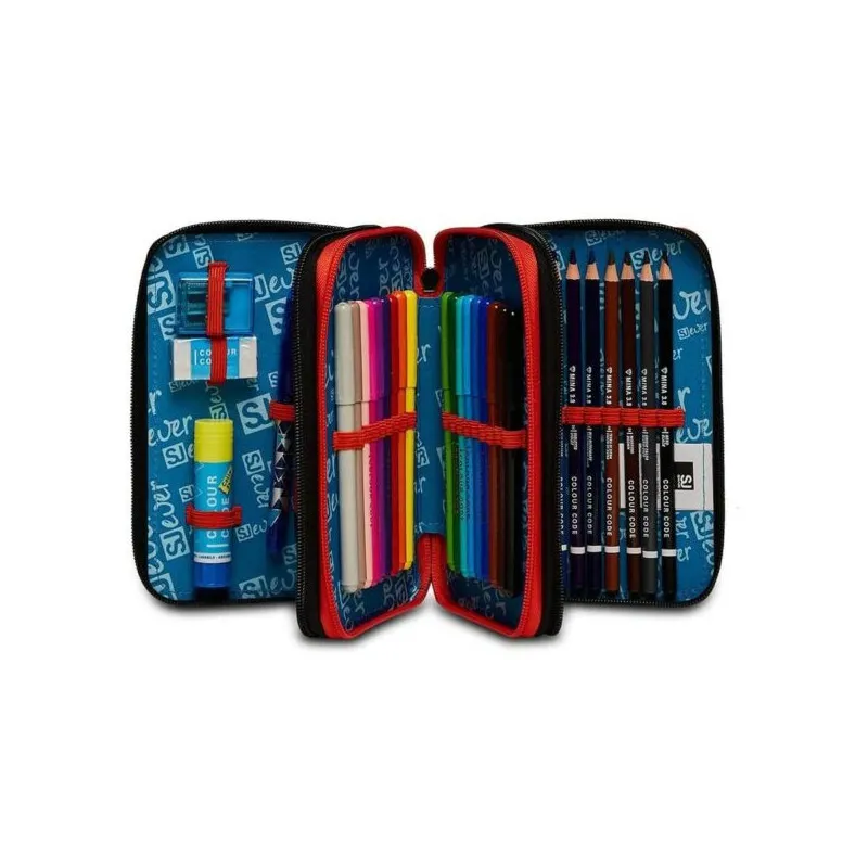 SCHOOL PACK SJ GANG EVER DRIFT BOY ZAINO SCUOLA ORGANIZZATO 30X42X20CM 30LT+ASTUCCIO 3ZIP A LIBRO 44PZ SEVEN ITALY