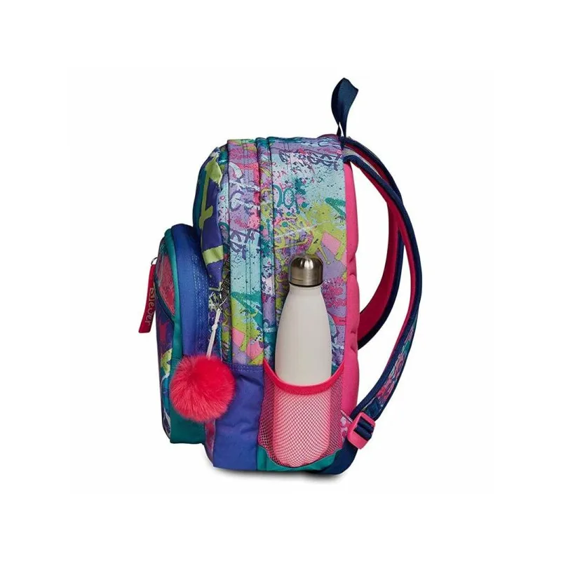 SCHOOL PACK ZAINO SCUOLA ORGANIZZATO 30X42X20CM 30LT+ASTUCCIO 3 ZIP A LIBRO 44PZ SJ GANG EVER SWITIE GIRL SEVEN ITALY
