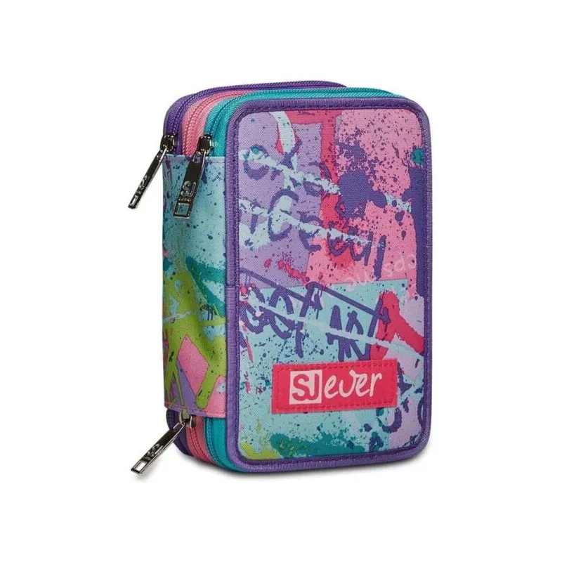 SCHOOL PACK ZAINO SCUOLA ORGANIZZATO 30X42X20CM 30LT+ASTUCCIO 3 ZIP A LIBRO 44PZ SJ GANG EVER SWITIE GIRL SEVEN ITALY