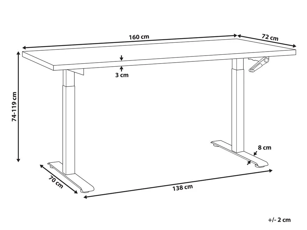 Scrivania regolabile bianco e nero 160 x 72 cm DESTINES