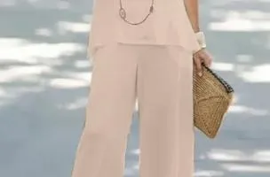 Set con dettagli all'uncinetto, beige
