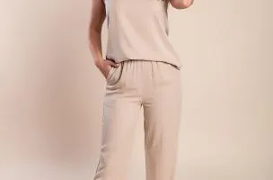 Set con dettagli all'uncinetto, beige