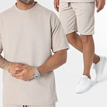 Set di maglietta e pantaloncini da jogging beige